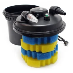 SunSun Komplettset: CPF-280 Teichdruckfilter bis 8000 L mit 11 Watt UV-C Teichklärer, NEO-2800 SuperECO Teichpumpe 3000l/h 10W, 5m Teichschlauch 38 mm (1 1/2