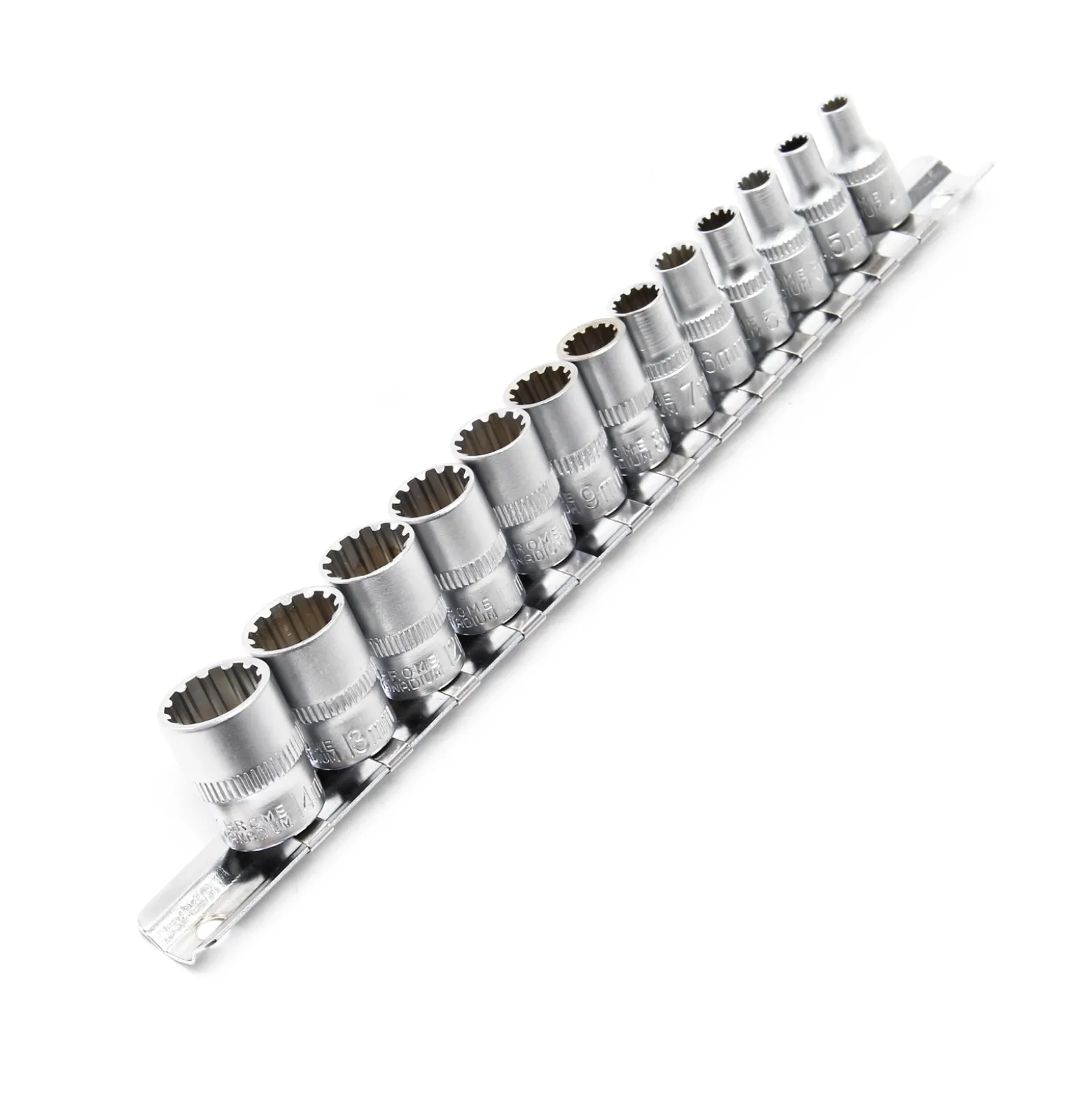 13tlg Steckschlüssel Satz 6,35mm (1/4") mit Außen Vielzahn Profil aus Chrom, Stecknüsse im Knarrenkasten, hochwertige Steckschlüssel für Werkstatt