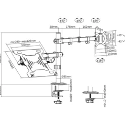 Toboli 2in1 Halterung für Monitor und Laptop Monitorhalter und Notebookhalter VESA 75x75/100x100
