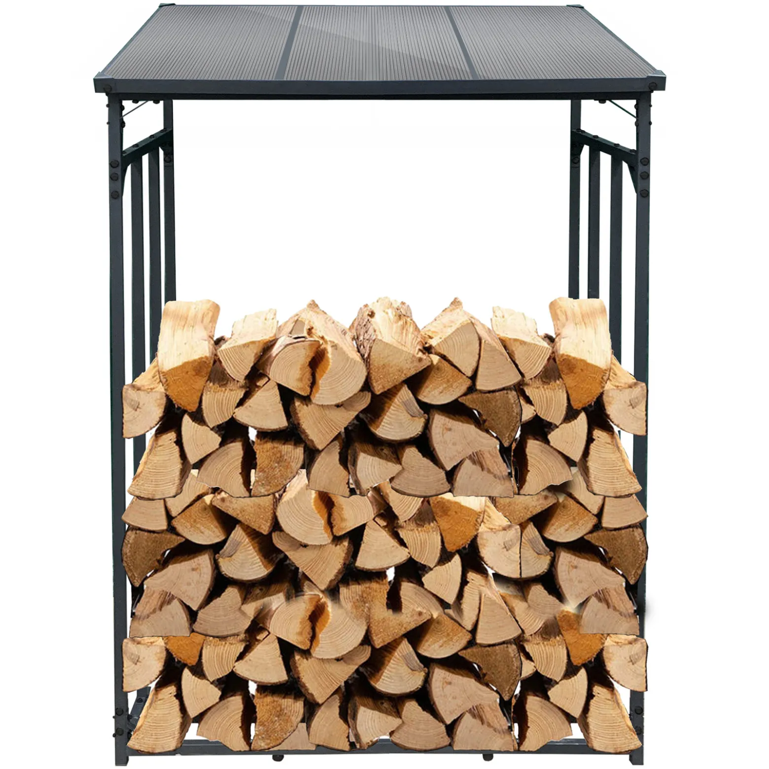 Toboli Kaminholzregal außen, bis 1500 kg Traglast, 133 x 83 x 185 cm für Outdoor, Metall mit Pulverbeschichtung, Feuerholzregal freistehend
