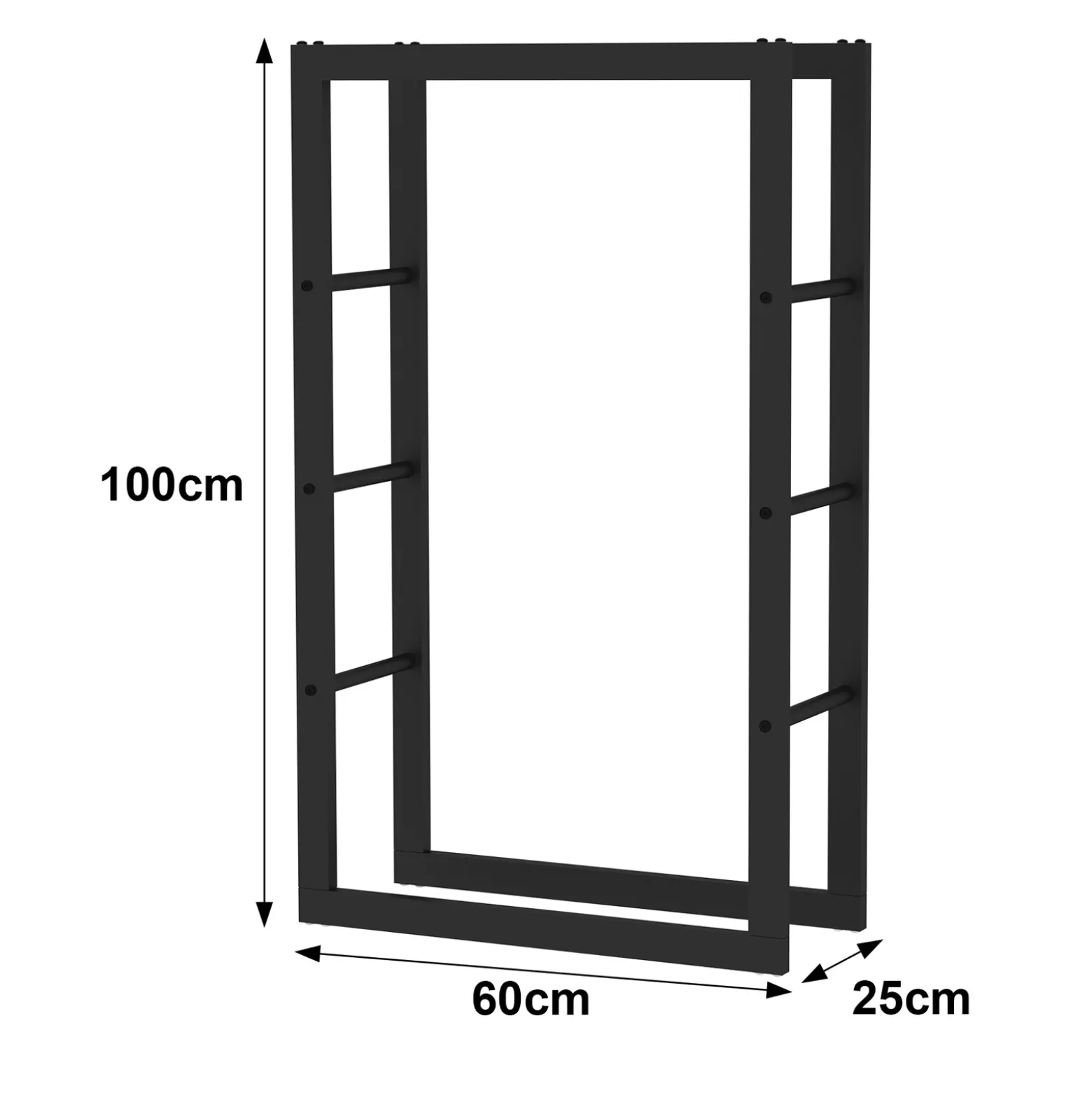 Toboli Kaminholzregal außen und innen, bis 150 kg Traglast, 100 x 25 x 60 cm, Brennholzständer aus pulverbeschichtetem Metall, Feuerholzregal freistehend