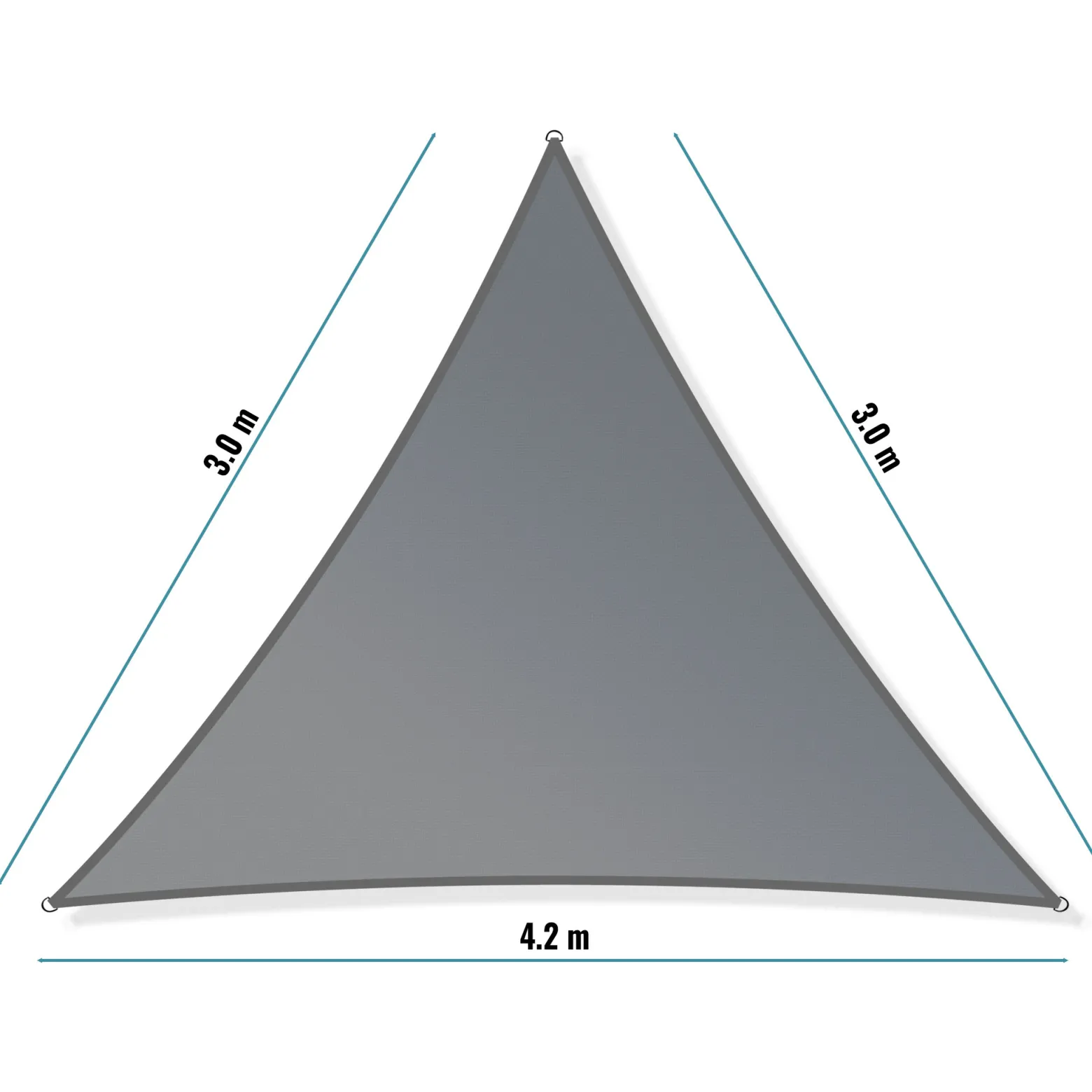 Toboli Sonnensegel Dreieck 3x3x4,2m Windfester Sonnenschutz UV 30+ für Garten, Terrasse und Balkon