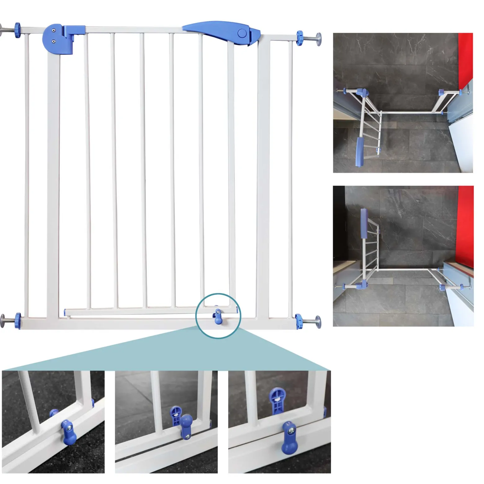 Toboli verstellbares Treppenschutzgitter 75-82 cm, Türschutzgitter ohne Bohren, Treppengitter für Kinder und Tiere