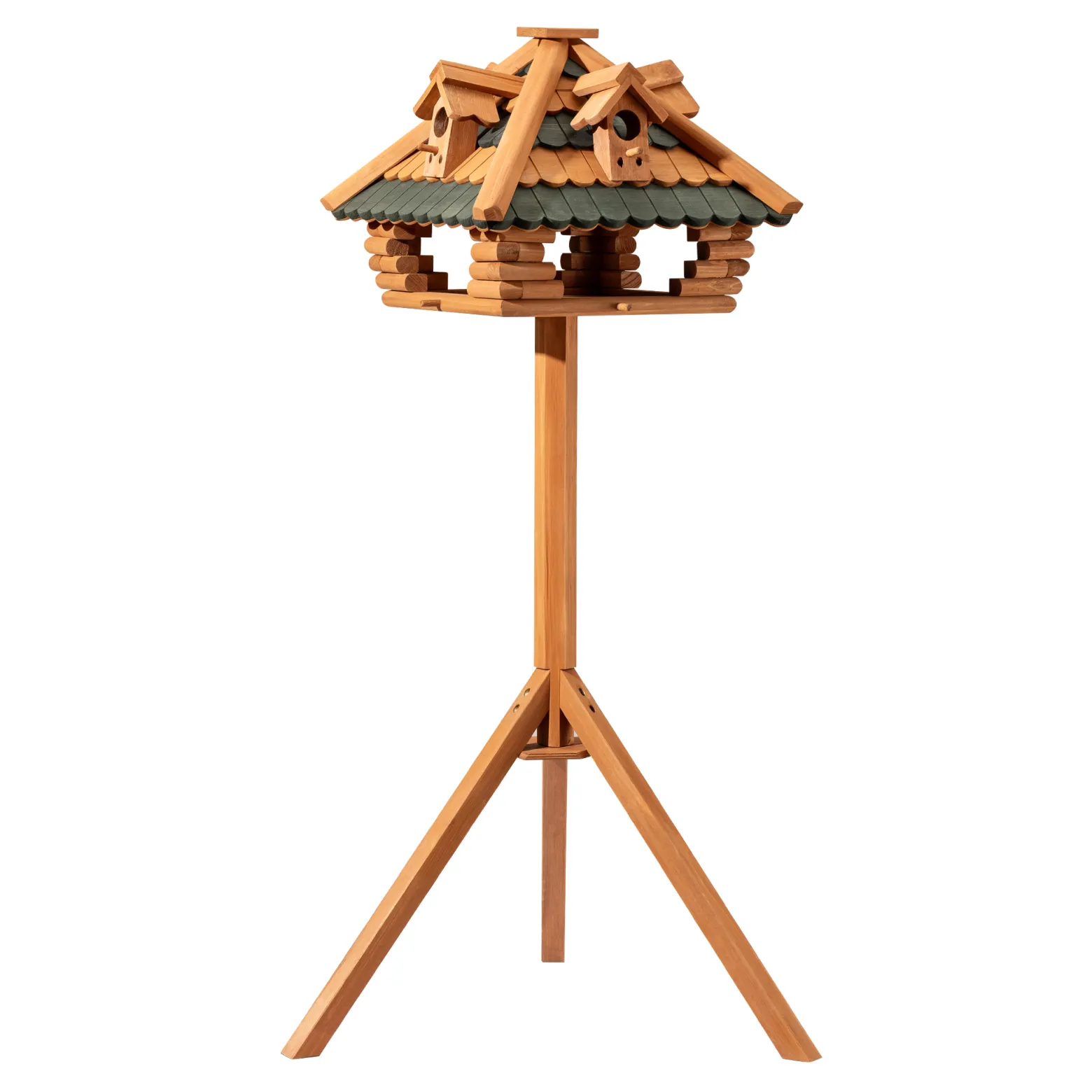 Toboli Vogelfutterhaus 115 cm mit Ständer, Vogelhaus aus Holz, wetterfestes Vogelfutterhäuschen mit Dreifuß, Futterhäuschen für Vögel