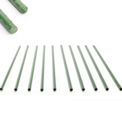 Toboli 10x Pflanzstäbe grün 90 cm Ø 11 mm Rankstäbe aus Metall und Kunststoff, Pflanzstangen für Tomaten und Kletterpflanzen