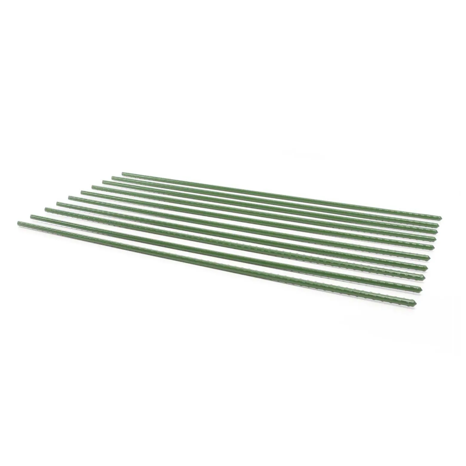 Toboli 10x Pflanzstäbe grün 120 cm Ø 11 mm Rankstäbe aus Metall und Kunststoff, Pflanzstangen für Tomaten und Kletterpflanzen
