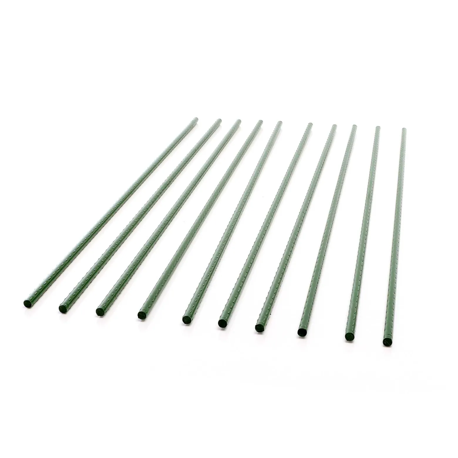 Toboli 10x Pflanzstäbe grün 150 cm Ø 11 mm Rankstäbe aus Metall und Kunststoff, Pflanzstangen für Tomaten und Kletterpflanzen