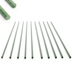 Toboli 10x Pflanzstäbe grün 150 cm Ø 11 mm Rankstäbe aus Metall und Kunststoff, Pflanzstangen für Tomaten und Kletterpflanzen