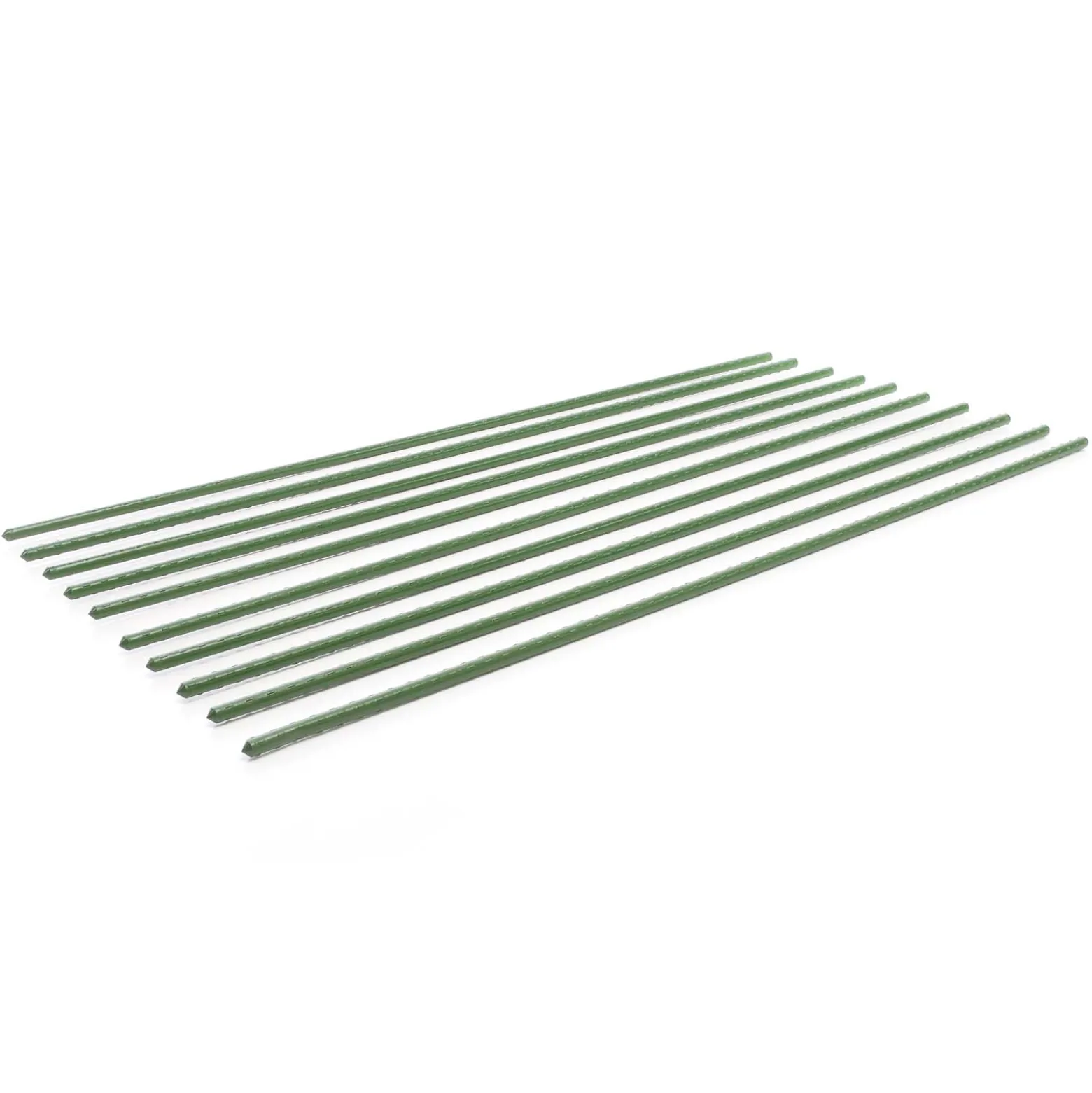 Toboli 10x Pflanzstäbe grün 150 cm Ø 11 mm Rankstäbe aus Metall und Kunststoff, Pflanzstangen für Tomaten und Kletterpflanzen