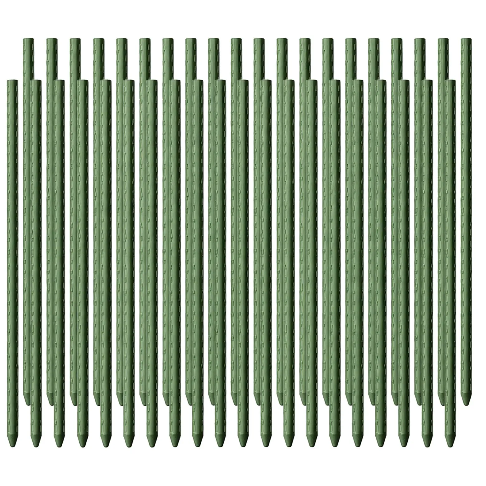 Toboli 40x Pflanzstäbe grün 90 cm Ø 11 mm Rankstäbe aus Metall und Kunststoff, Pflanzstangen für Tomaten und Kletterpflanzen