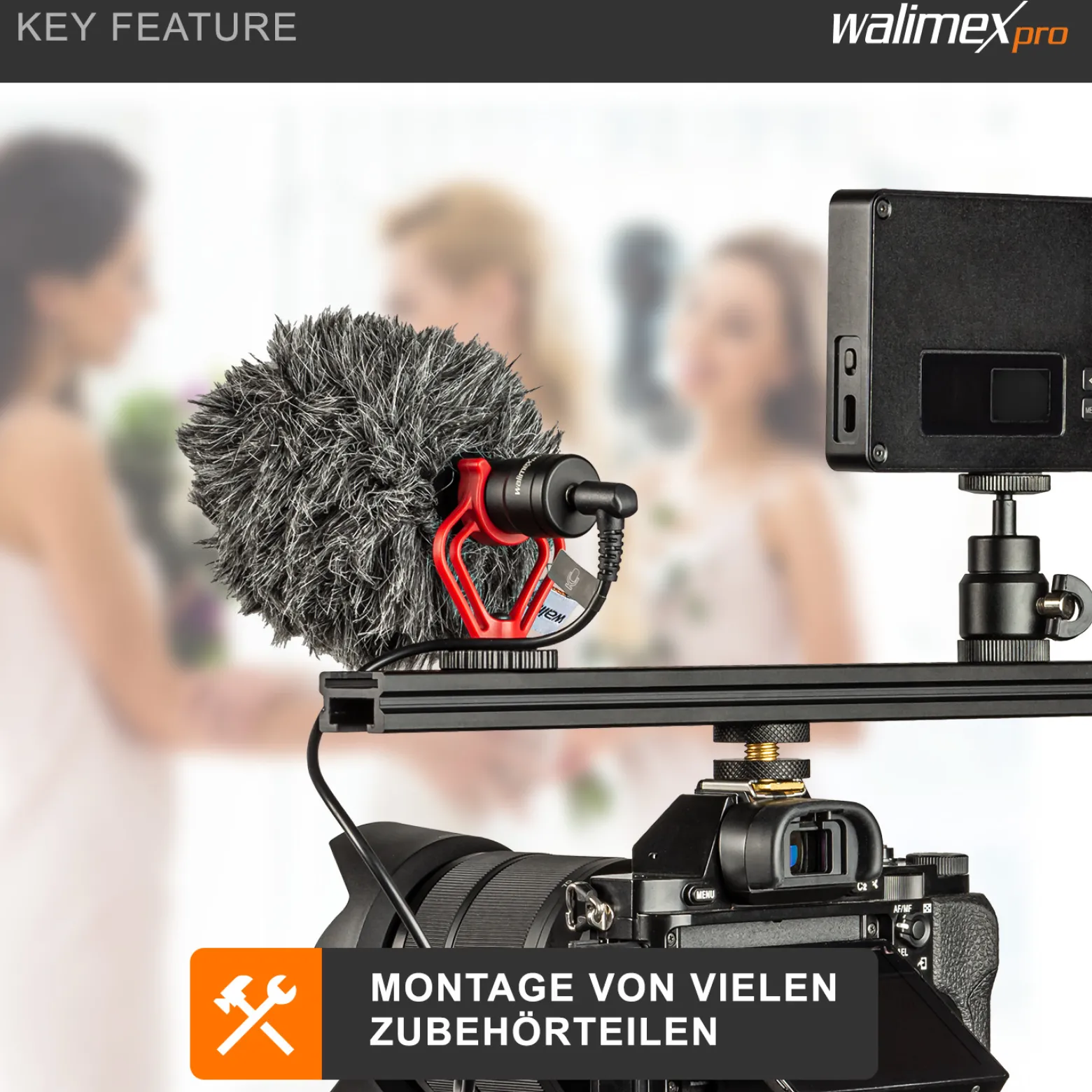 Walimex Blitzschiene Verlängerungsschiene - Länge 15 cm, um 360° drehbar - Beidseitige Blitzschuh Halterung - mit 1/4" Gewinde - für Magic Arm, Videoleuchte, Mikrofone, Stativ