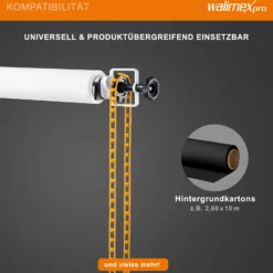 Walimex 3-fach Hintergrund Wandmontageset Mehrfarben, mit 3 Expan Paaren und 2 Hintergrundhaken, für 3 Papierhintergründe, Wand- und Deckenmontage, bis 6 kg belastbar