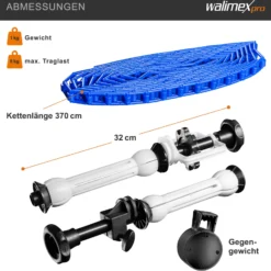 Walimex Hintergrundexpan mit Kette und Gewicht 320 x 130 x 85 mm, Farbe blau, für Pappkerne 45-78 mm, max. Traglast 6 kg