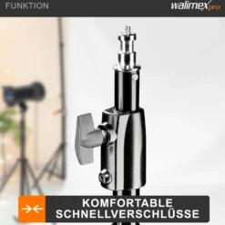 Walimex pro AIR 200 Lampenstativ höhenverstellbar bis 200 cm, Lichtstativ aus Aluminium mit Luftfederung, Blitzstativ bis 4,5 kg Traglast, Leuchtenstativ mit Tasche für Fotostudio und Outdoor