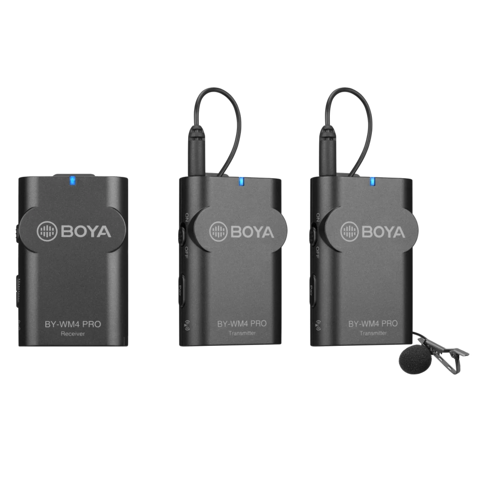 Walimex pro Boya 3er Set WM4 Pro K-2 Lavalier Kondensator Mikrofon - 60 m - mit 2x Sender und 1x Empfänger, 3,5 mm Klinkenstecker, 120 cm Kabel, Etui - für Video- und Audioanwendungen