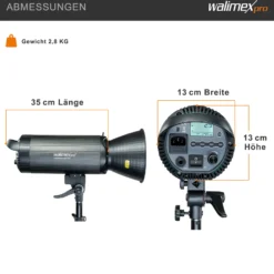 Walimex pro Campaigner 400 HS Studioblitz mit integriertem 2,4 GHz Empfänger, Blitzgerät 400 Ws mit Reflektor, Fotoblitz mit schneller Abbrennzeit, LED-Einstelllicht und Bedienpanel