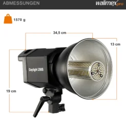 Walimex pro Daylight 250S Videoleuchte mit 35 W LED, Dauerlicht mit 5000 K Tageslicht, Studioleuchte mit Reflektor, Videolicht mit Bowens-Anschluss