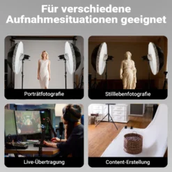 Walimex pro Diffusor für Parabol Reflexschirme Ø 165 cm – Lichtdiffusor für weiches, gleichmäßiges Licht in Fotostudio und Porträtfotografie