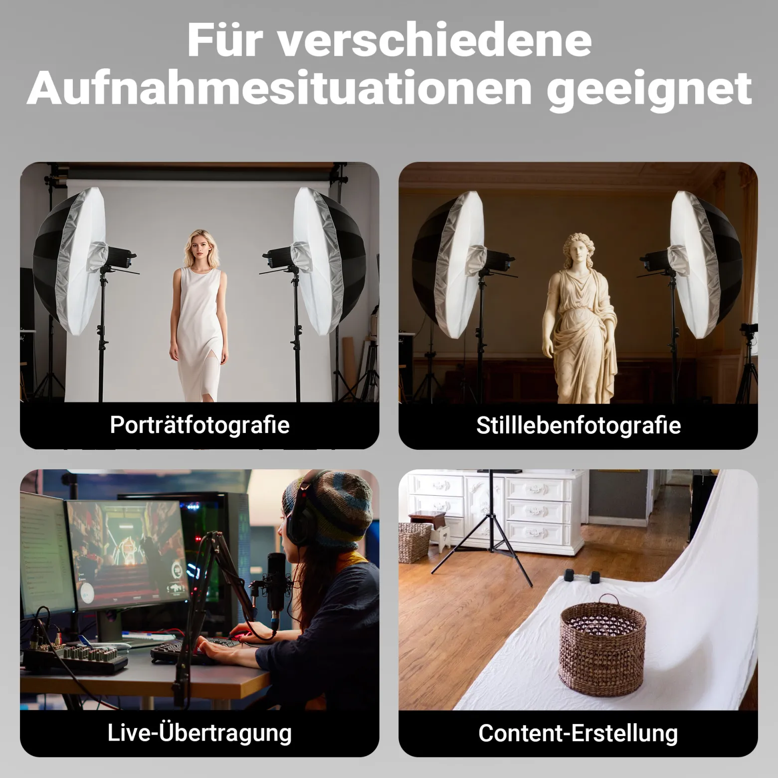 Walimex pro Diffusor für Parabol Reflexschirme Ø 165 cm – Lichtdiffusor für weiches, gleichmäßiges Licht in Fotostudio und Porträtfotografie