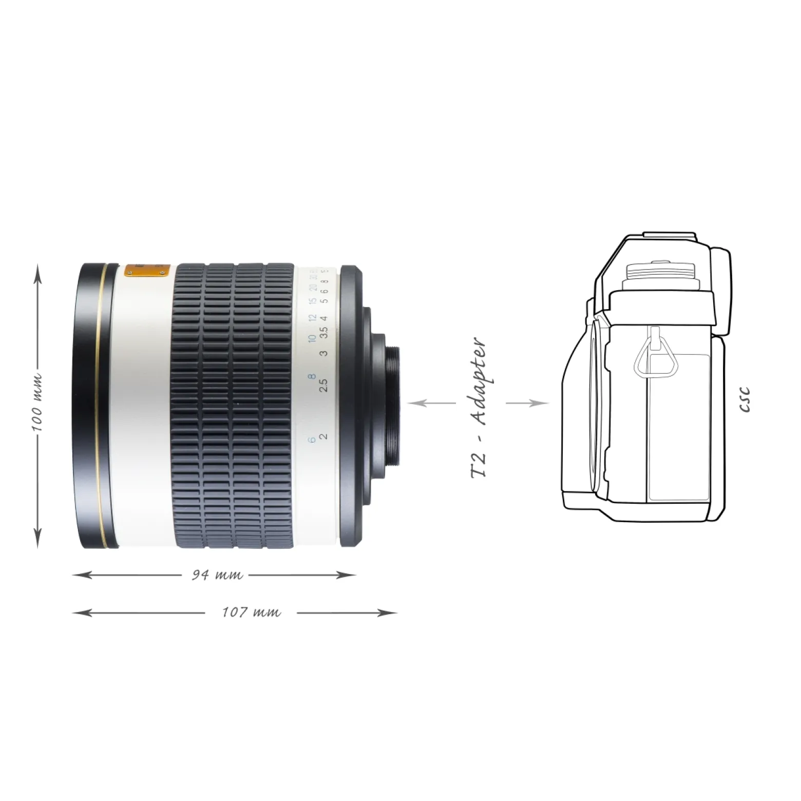 Walimex pro 500/6,3 DSLR Spiegel Objektiv kompatibel mit Nikon F, Kameraobjektiv mit 500 mm Brennweite, Spiegelobjektiv für Vollformat und APS-C Kamera, hochwertiges Kamera Equipment