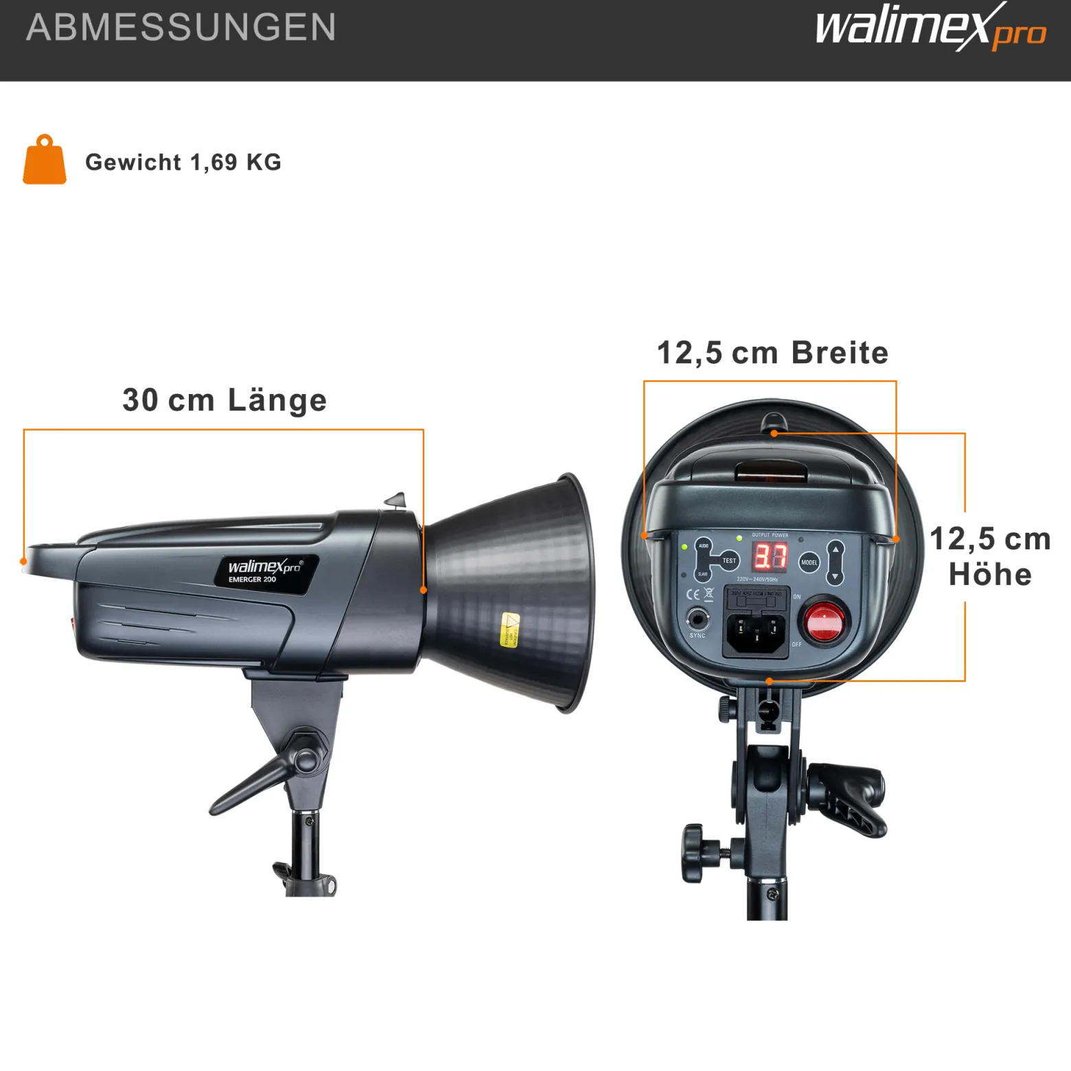 Walimex pro Emerger 200 Set Double 2 Studioblitze mit 200 Ws Blitzleistung, Blitzgerät mit 2,4 GHz Funk, mit Softboxen 60 x 90 cm und Lampenstative inkl. Transporttasche