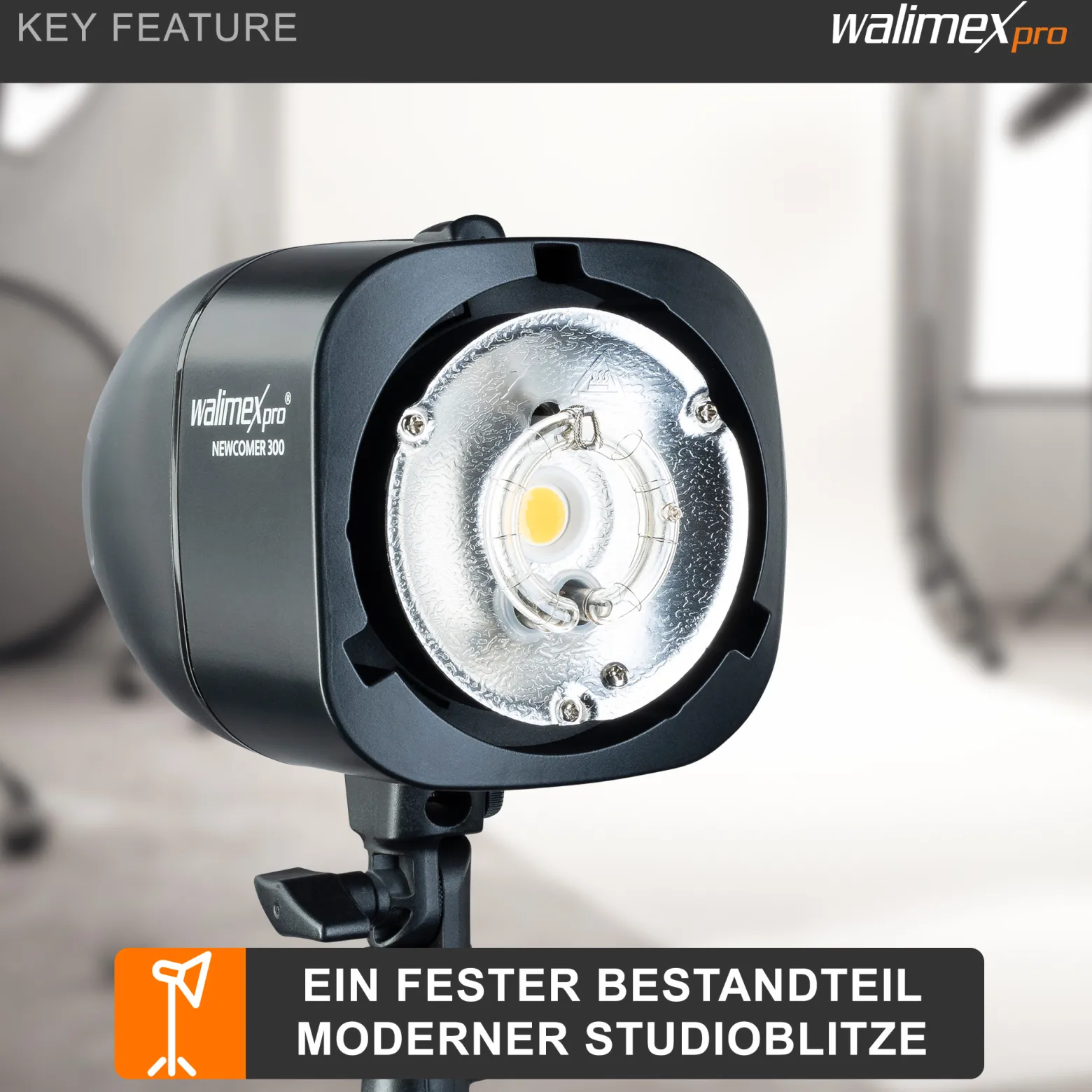 Walimex pro Ersatzblitzröhre für den Studioblitz Newcomer 300/VT-300, Leistungsaufnahme 300W, Farbtemperatur 5400-5800 K, Ersatz Blitz leicht zu wechseln