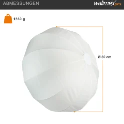 Walimex pro Essential Ballon Softbox 80cm + Elinchrom Adapter 15,2cm, 360° Lichtdiffusor, inkl. Bowens Adapter, kompatibel mit allen gängigen Blitz-/Dauerlichter mit Bowensanschluss
