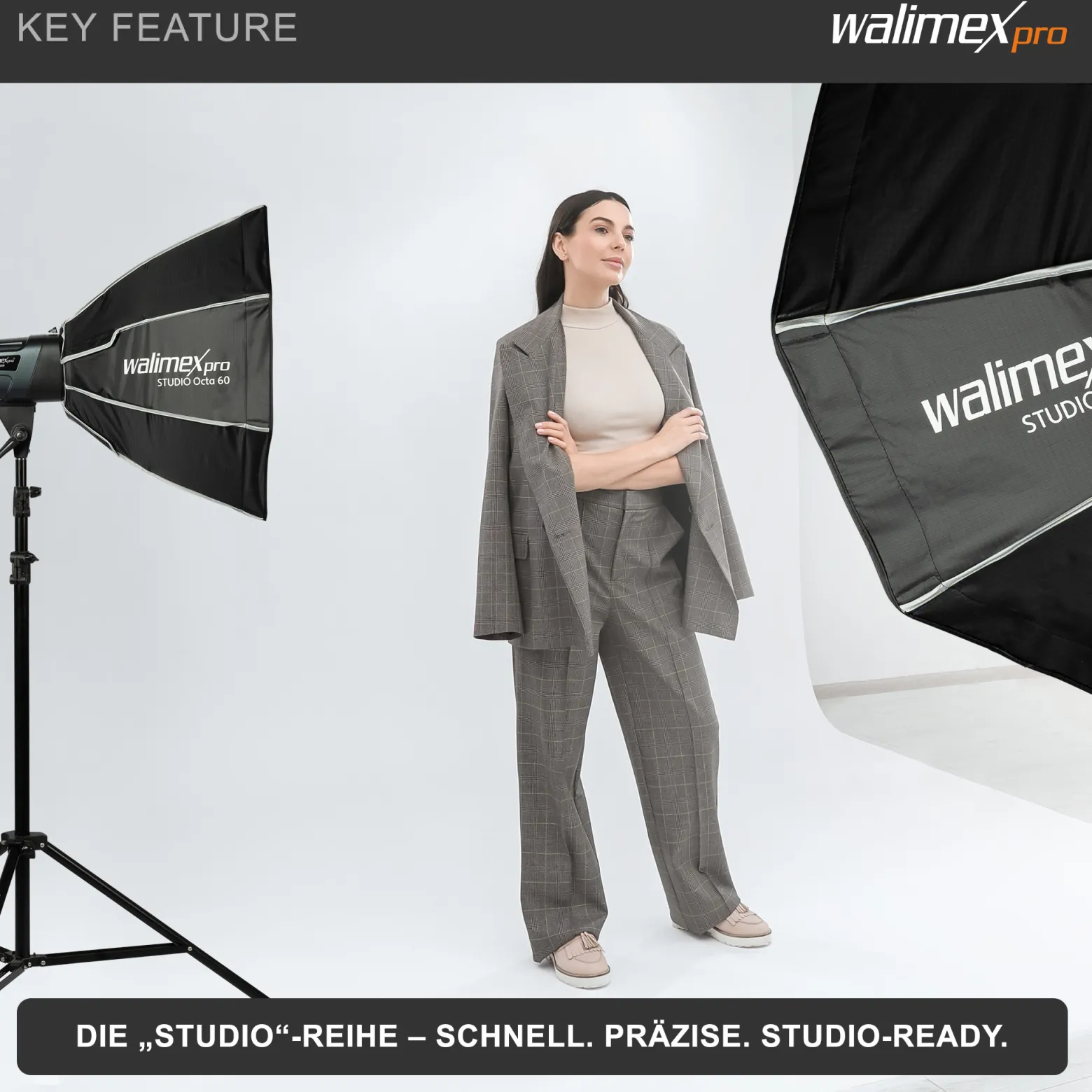 Walimex pro Essential Striplight Softbox 40 x 180 cm, Lichtformer um 360° drehbar, einfacher Aufbau, inkl. Grid, Bowens Adapter und Transporttasche, ideal für Produkt- und Peoplefotografie