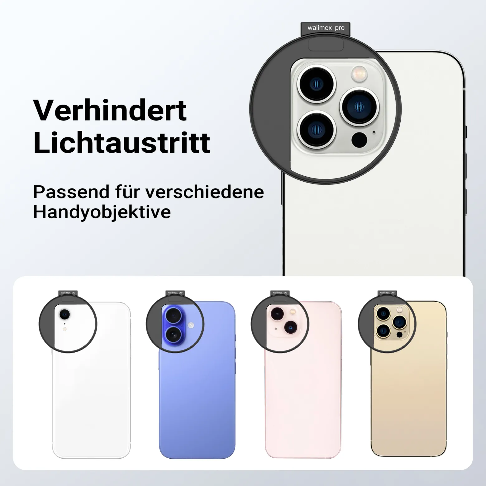 Walimex pro Filterhalter 67 mm für Handykamera, inkl. Diffusionsfilter 67 mm, Cold Shoe Mount für LED und Mikrofon, Fotozubehör für professionelles Fotografieren mit Smartphone und Handy