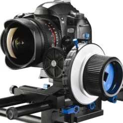 Walimex pro Follow Focus Twin-Stop Schärfezieheinrichtung für DSLR und Systemkameras präzises Scharfstellen für Video Rigs 15 mm Rundstäbe für Objektive 52–86 mm