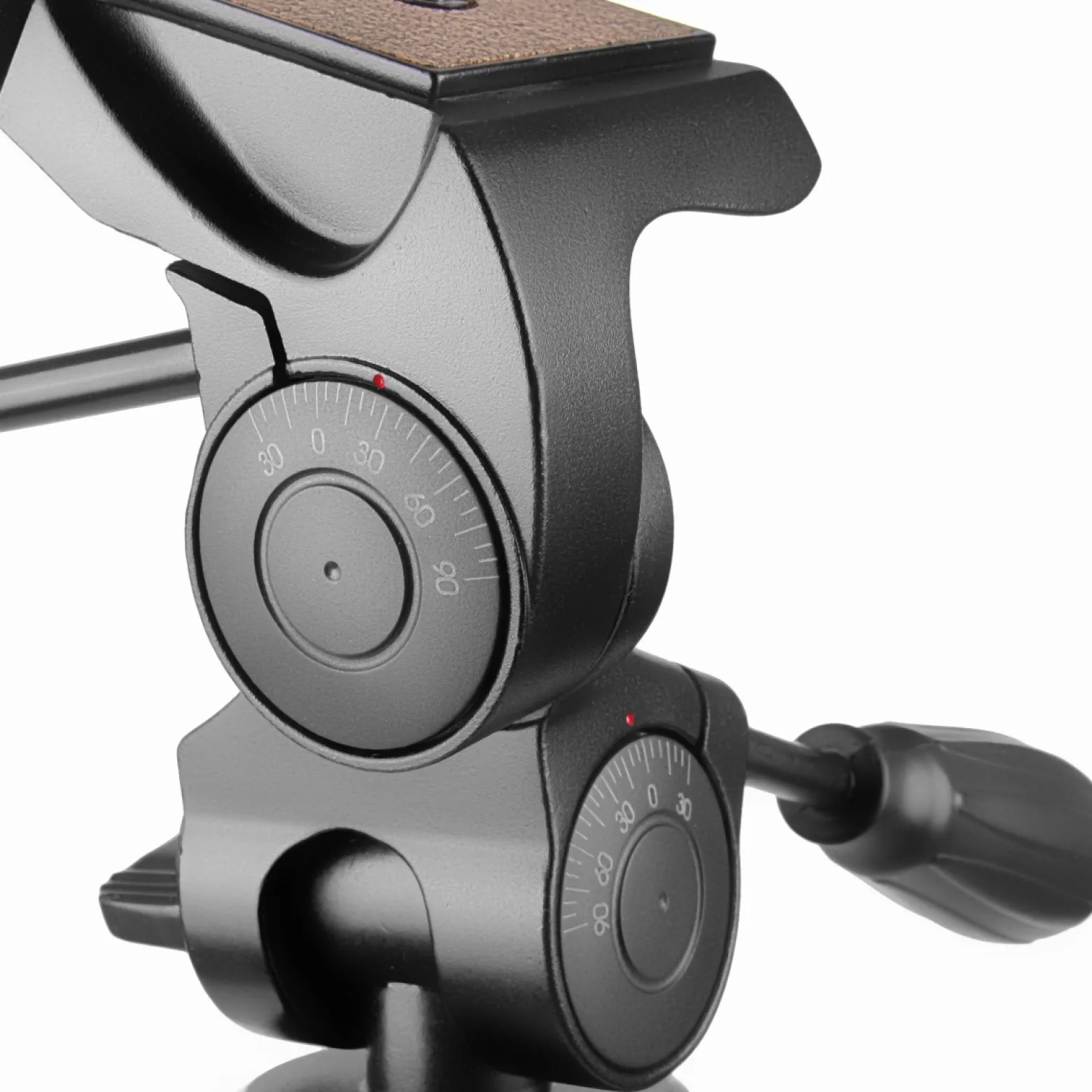 Walimex pro FT-6653H Profi 3 Wege Neiger - 190 x 190 x 135 mm - max. 6 kg - 1/4" / 3/8" Anschluss - Aluminium - 3D Stativneiger inkl. Schnellwechselplatte - 3-Way-Pan für Fotografie und Videografie