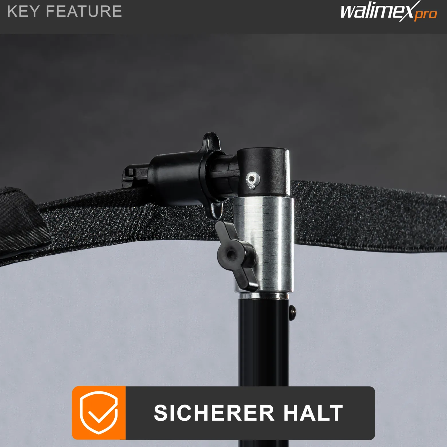 Walimex pro Halter Faltreflektor mit 5/8 Zoll Spigot, Reflektorhalter und Hintergrund Halterung bis 1,5 cm, für Lampenstativ, Studio und On Location
