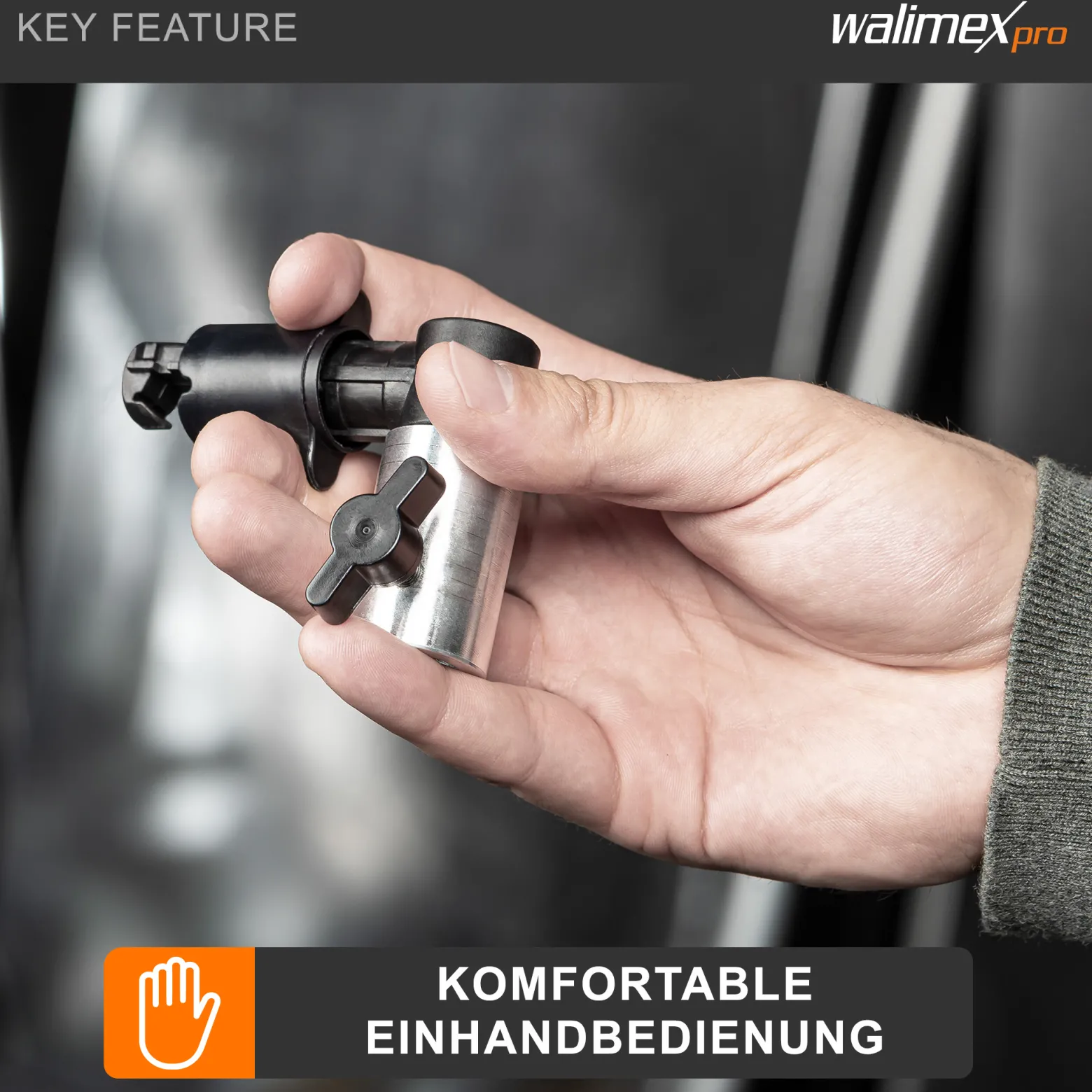 Walimex pro Halter Faltreflektor mit 5/8 Zoll Spigot, Reflektorhalter und Hintergrund Halterung bis 1,5 cm, für Lampenstativ, Studio und On Location
