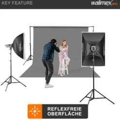 Walimex pro Hintergrundkarton 2,60 x 10 m grau, robuster Fotohintergrund aus Karton, Fotoleinwand als Backdrop für Fotostudio, reflexfrei, strapazierfähig, ideal für Produktfotografie