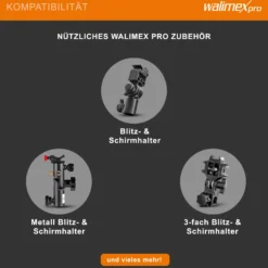 Walimex pro 2in1 Reflex- und Durchlichtschirm weiß, Fotoschirm 109 cm Durchmesser, robuster Reflexschirm mit Stange und Spitze aus Metall, Lichtformer für weiche Lichtcharakteristik