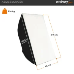 Walimex pro Komplettset mit 35 W LED Studioleuchte, 90 x 60 cm Softbox, Lampenstativ bis 256 cm, Studiolicht 5000 K Farbtemperatur, Lichtstativ mt Federdämpfung, professionelles Fotostudio Set