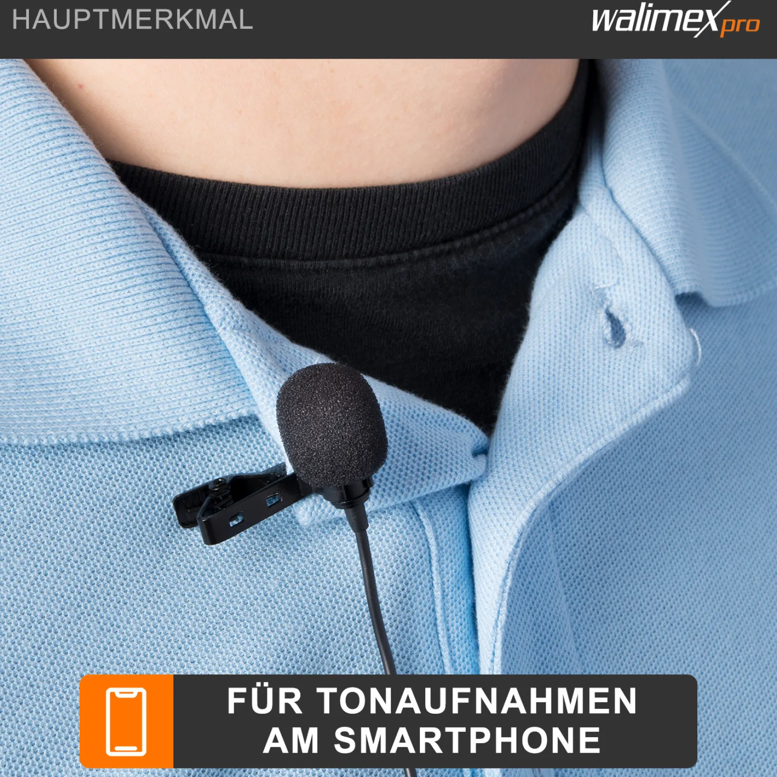 Walimex pro Lavalier Ansteck Mikrofon Boya LM10 für Smartphone/DSLR - 109 x 82 x 19 mm - mit 3,5 mm Klinke, Windschutz und Clips - kompatibel mit Android, kompatibel mit iPhone