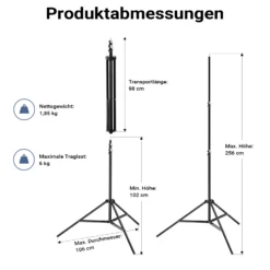 Walimex pro LED Niova 600 Bi Color und Stativ 2er Set mit 36 W LED Flächenleuchten, variabler Farbtemperatur und Lichtstativen