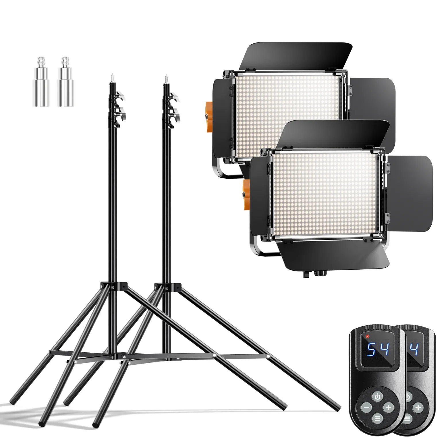 Walimex pro LED Niova 900 Bi Color und Stativ 2er Set mit 54 W LED Flächenleuchten, variabler Farbtemperatur und Lichtstativen