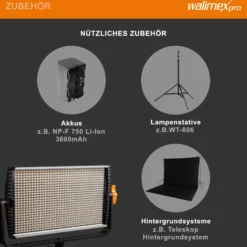 Walimex pro LED Niova 900 Plus Daylight Videoleuchte 54 W, dimmbare Flächenleuchte, professionelle Leuchte mit Tageslicht, Studioleuchte mit Fernbedienung