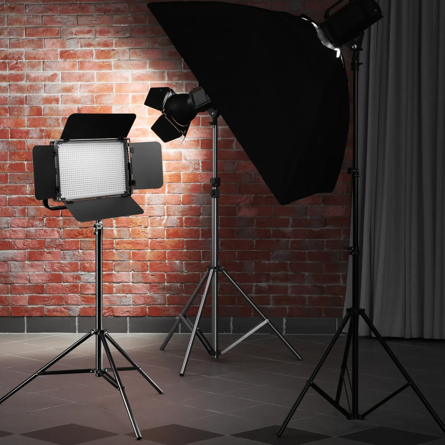 Walimex pro LED Niova 900 Plus Daylight Videoleuchte 54 W mit Lampenstativ, dimmbare Flächenleuchte Tageslicht 5600 K, Studioleuchte mit Fernbedienung