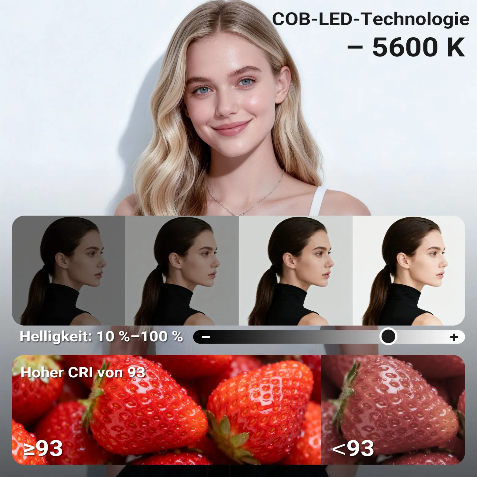Walimex pro LED Niova Plus DL 200 W + Stativ 2er Set, dimmbare LED Videoleuchten plus Blitzstative mit Federdämpfung bis 256 cm Höhe
