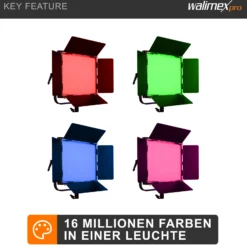 Walimex pro LED Rainbow Flächenleuchte, 50 W Videoleuchte, Studioleuchte mit Farbwechsel RGBWW, Studio-Beleuchtung steuerbar per App, Bi-Color Videolicht