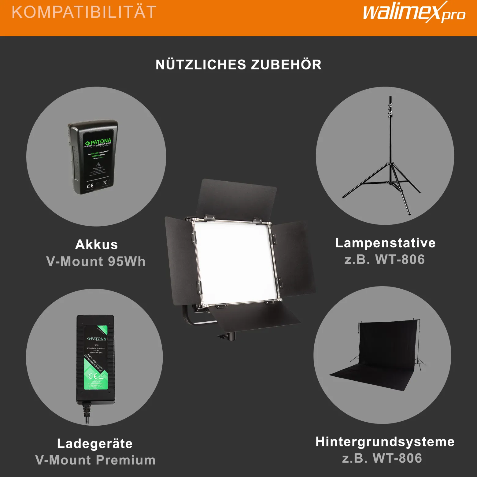 Walimex pro LED Rainbow Flächenleuchte, 50 W Videoleuchte, Studioleuchte mit Farbwechsel RGBWW, Studio-Beleuchtung steuerbar per App, Bi-Color Videolicht