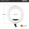 Walimex pro LED Rainbow Ringleuchte mit Lampenstativ & 2x Akku, RGB Ringlicht mit 60 W, Regenbogen LED per App steuerbar, Videoleuchte mit Smartphonehalter, Ring Light mit Effekten