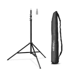 Walimex pro Lichtstativ WT-806 bis 256 cm Höhe, Blitzstativ mit Federdämpfung inkl. 3/8