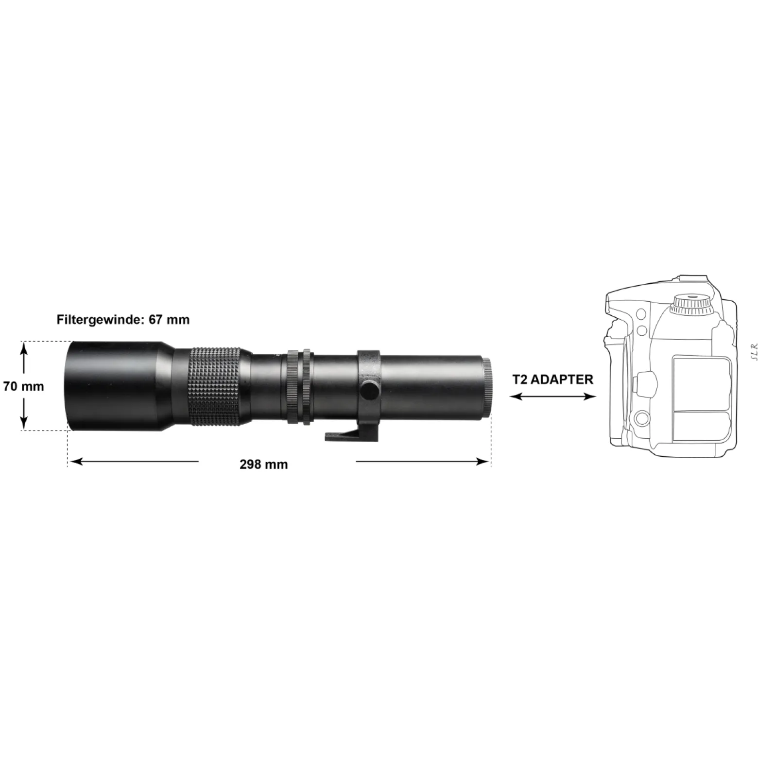 Walimex pro 500/8,0 Linsen Objektiv kompatibel mit Sony E, DSLR-Objektiv für Vollformat und APSC, Teleobjektiv mit eingebauter Irisblende, hochwertiges Kameraobjektiv