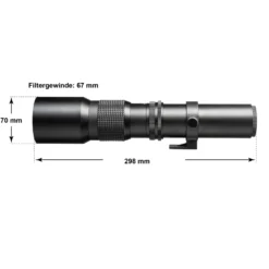 Walimex pro 500/8,0 Linsen Objektiv kompatibel mit Canon R, DSLR-Objektiv für Vollformat und APSC, Teleobjektiv mit eingebauter Irisblende, hochwertiges Kameraobjektiv
