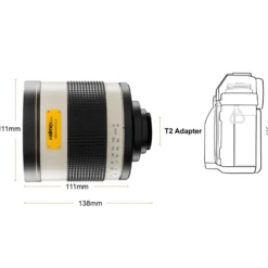 Walimex pro 800mm f/8.0 DSLR Spiegelobjektiv kompatibel mit Fuji X – manuelle Scharfeinstellung, T2-Anschluss, ideal für Natur- & Tierfotografie, Vollformat/APS-C Sensor