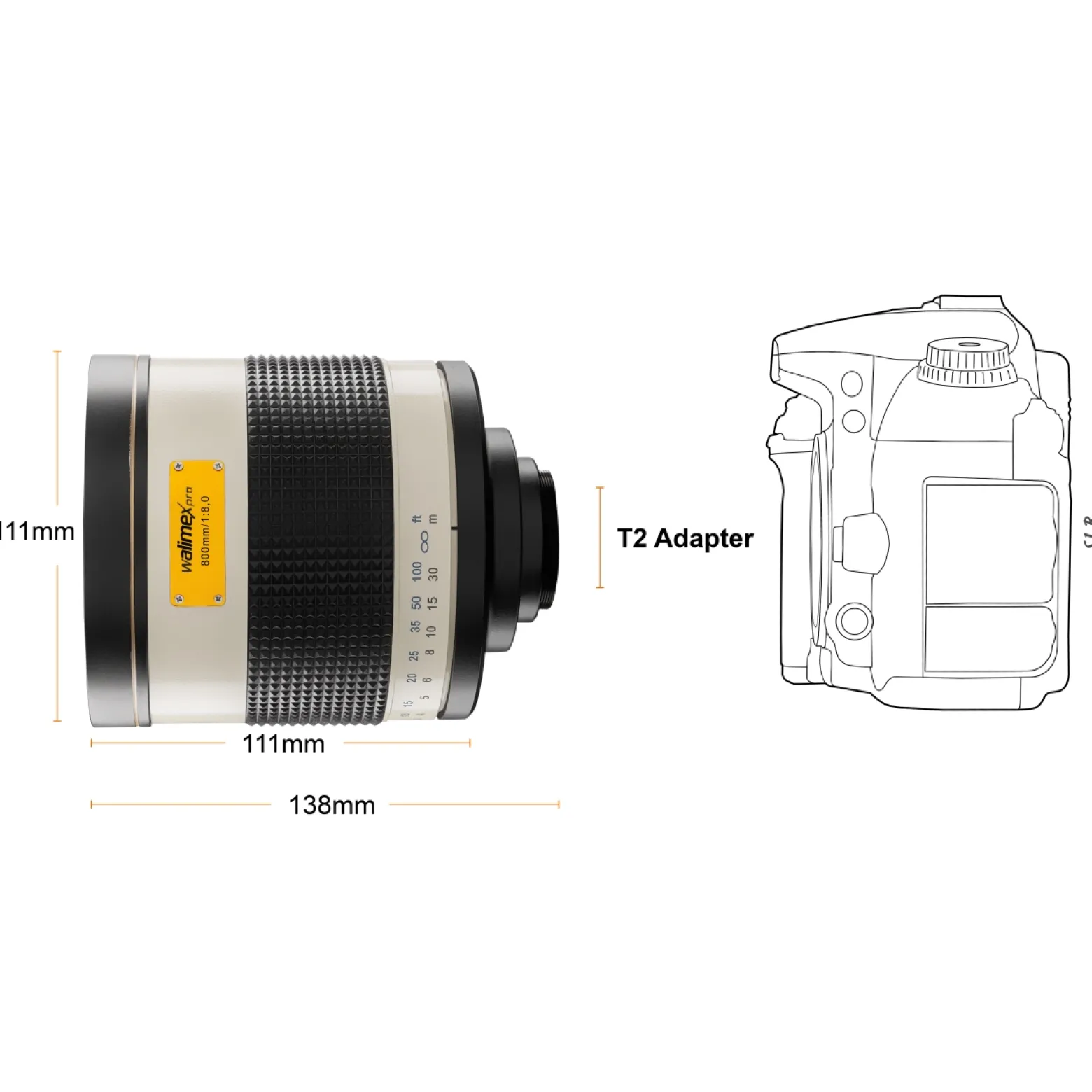 Walimex pro 800mm f/8.0 DSLR Spiegelobjektiv kompatibel mit Fuji X – manuelle Scharfeinstellung, T2-Anschluss, ideal für Natur- & Tierfotografie, Vollformat/APS-C Sensor